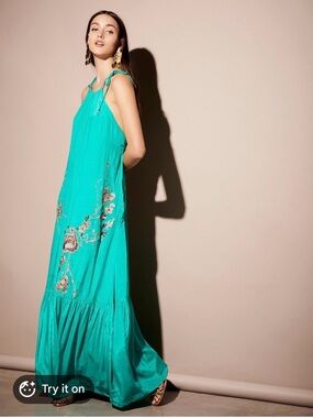 Free People teal beaded maxi size medium